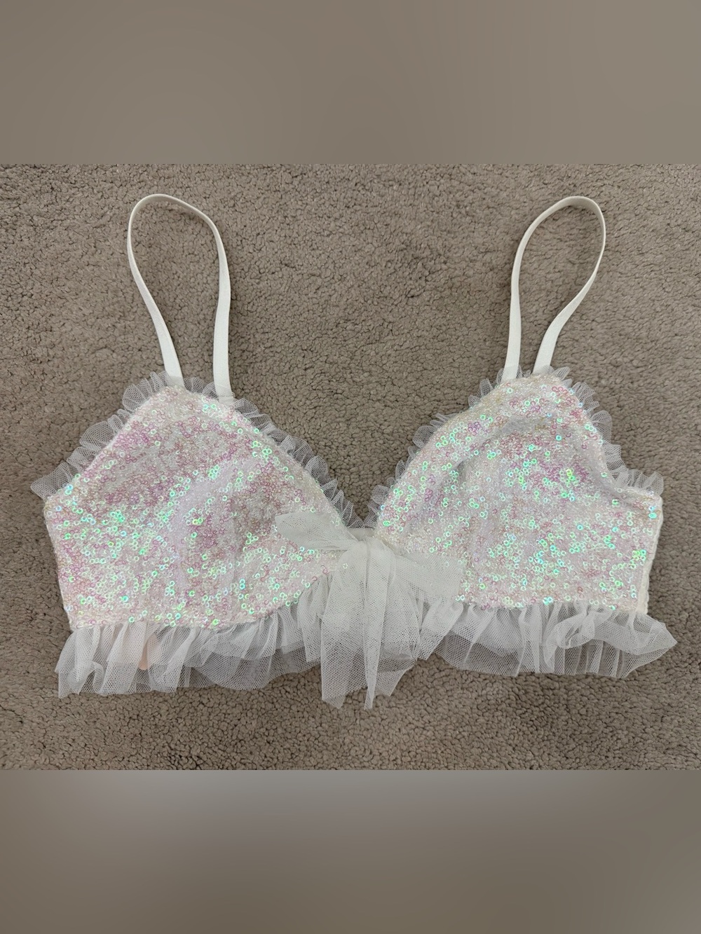 Victoria's Secret Very Sexy Darling white and light pink sequin